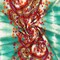 Teal-Red-Multi Striped Paisley Printed Rayon Stretch Jersey Knit Fabric By the Yard
